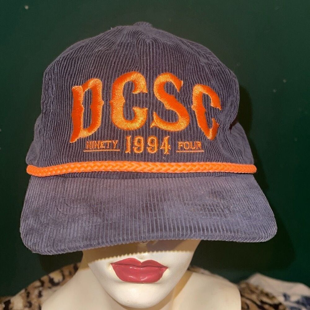 Rare SAMPLE  Hat DC Shoe Company Hat Gray Corduroy Hat w/ Orange Rope